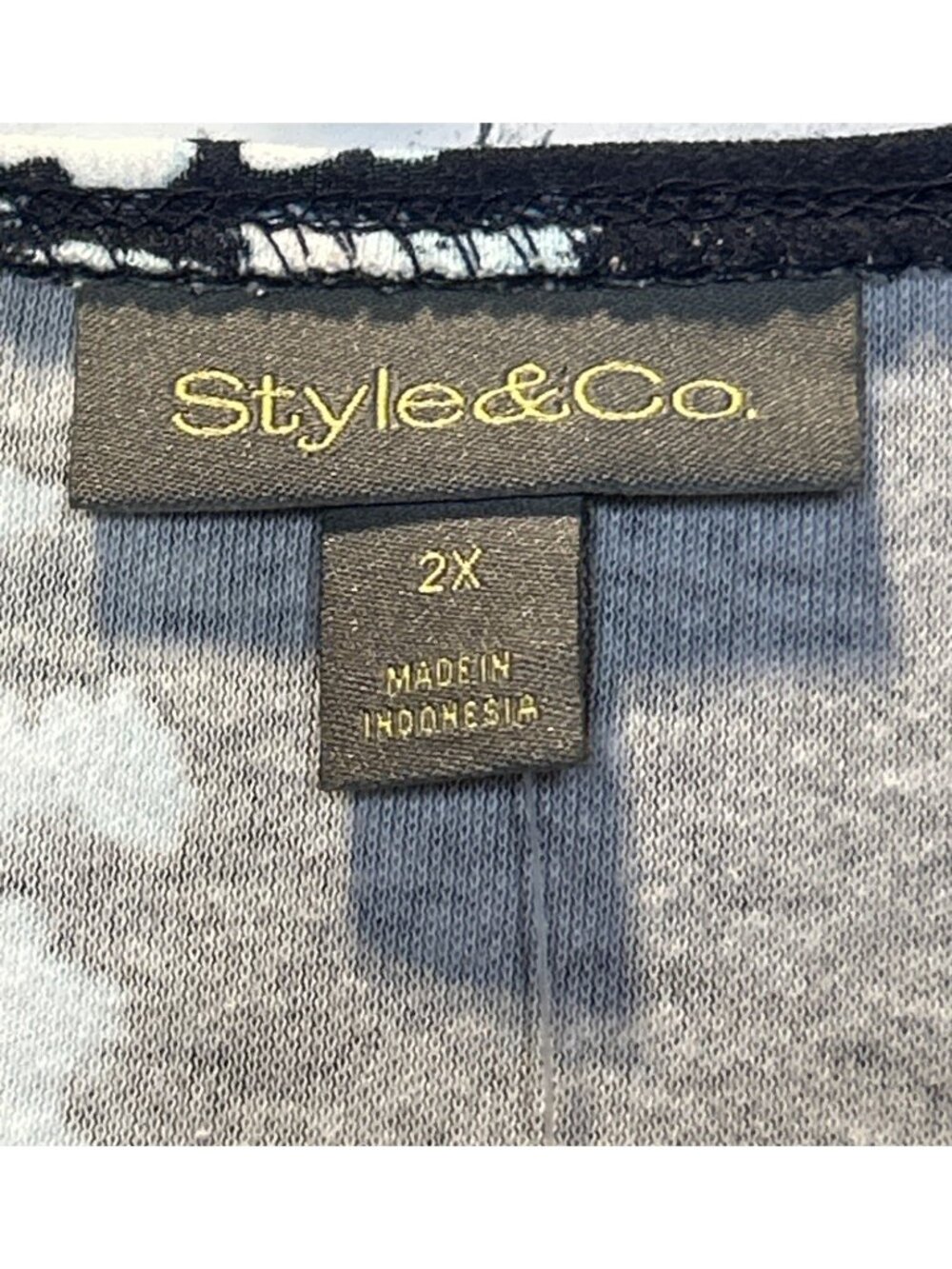 Style & Co Plus Size 2X Long Sleeve Floral Print Top Navy & Blue - Picture 8 of 9